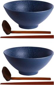 img 4 attached to 🍜 Kanwone Ceramic Ramen Bowls: Authentic Japanese Style