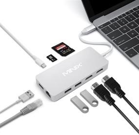 img 4 attached to 💻 MINIX USB-C Hub: Dual HDMI Output, 4K Adapter, 3 USB 3.0 Ports, Gigabit Ethernet Port, USB-C Charging, Micro SD/SD Card Readers - Compatible with Apple MacBook/MacBook Pro (Silver)
