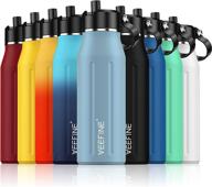 veefine insulated water bottle with straw lid: dishwasher safe stainless steel bottles for hiking, camping, yoga, gym - bpa-free логотип