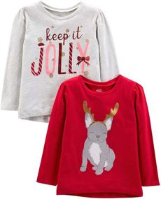 img 4 attached to Carter's Toddler Girls' 2-Pack 🎄 Christmas Long-Sleeve Tees for Easy Holiday Comfort