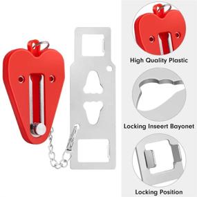 img 2 attached to 🔒 Enhanced Security on the Go: Portable Stainless Steel Door Lock & Stop (Red)