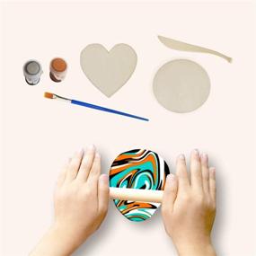 img 1 attached to 🎁 CXWind DIY Clay Handprint Bowls Kit - Create Your Own Clay Jewelry Bowls 42-Piece Set Marbled Arts and Crafts Kit - Perfect Gifts for Girls Kids Ages 8-12