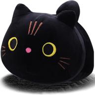 🐱 enhopty 10-inch black cat plush pillow stuffed animal toy – cute kitten soft cushion for girls, kids, and women – sleeping hugging pillow, 1pc (small) logo