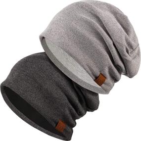 img 4 attached to 🧢 Syhood 2-Piece Slouchy Knit Beanie Hat - Winter Warm Oversized Skull Cap for Men and Women