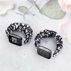 img 1 attached to VEAQEE Scrunchie Versa Versa 2 Bands For Women Girls Cloth Elastic Soft Fabric Strap Pattern Printed Replacement Bracelet Wristband Scrunchy Accessories Wearable Technology