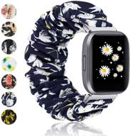 veaqee scrunchie versa versa 2 bands for women girls cloth elastic soft fabric strap pattern printed replacement bracelet wristband scrunchy accessories wearable technology logo