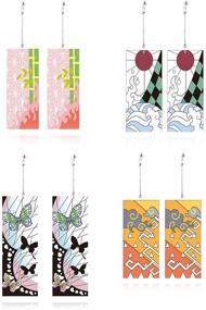 img 4 attached to DORAFO Demon Slayer Tanjiro & Toilet Bound Hanako Kun Earrings - Stylish Anime Acrylic Earrings for Men, Women & Girls