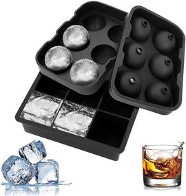 img 4 attached to 🧊 Reusuable Silicone Ice Cube Tray Set: Whiskey Ice Ball Maker, Large Cube Mold, and Sphere Ice Trays for Cocktails - BPA Free