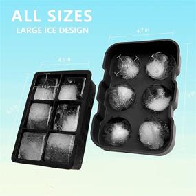 img 2 attached to 🧊 Reusuable Silicone Ice Cube Tray Set: Whiskey Ice Ball Maker, Large Cube Mold, and Sphere Ice Trays for Cocktails - BPA Free