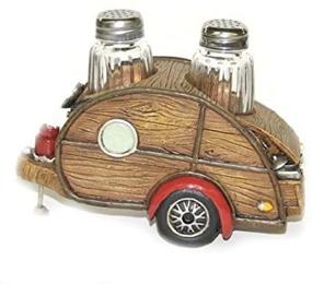 img 2 attached to 7-inch Collectible Kitchen Decor: Woody Teardrop RV Camper Salt & Pepper Set