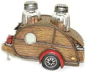 img 4 attached to 7-inch Collectible Kitchen Decor: Woody Teardrop RV Camper Salt & Pepper Set