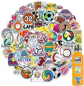 img 4 attached to 🏐 100PCS Sports Stickers: Waterproof Vinyl Stickers for HydroFlask, Laptop, Skateboard - Volleyball, Basketball, Football - Ideal for Teens and Adults