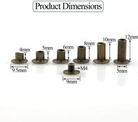 img 2 attached to 🔩 Assorted Kit of 90 Bronze Chicago Screws & Leather Rivets [6 Sizes: 3/16 (5mm)] - Ideal for DIY Leather Craft, Bookbinding, and More [Includes 5x Sets of 4.5mm, 6mm, 8mm, 10mm, and 12mm Screw Rivets with Phillip Head Book Binding Posts Nail Rivet Chicago Bolts]