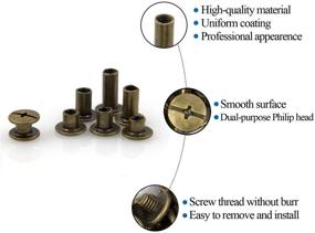img 1 attached to 🔩 Assorted Kit of 90 Bronze Chicago Screws & Leather Rivets [6 Sizes: 3/16 (5mm)] - Ideal for DIY Leather Craft, Bookbinding, and More [Includes 5x Sets of 4.5mm, 6mm, 8mm, 10mm, and 12mm Screw Rivets with Phillip Head Book Binding Posts Nail Rivet Chicago Bolts]