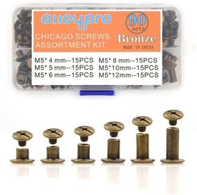 img 3 attached to 🔩 Assorted Kit of 90 Bronze Chicago Screws & Leather Rivets [6 Sizes: 3/16 (5mm)] - Ideal for DIY Leather Craft, Bookbinding, and More [Includes 5x Sets of 4.5mm, 6mm, 8mm, 10mm, and 12mm Screw Rivets with Phillip Head Book Binding Posts Nail Rivet Chicago Bolts]