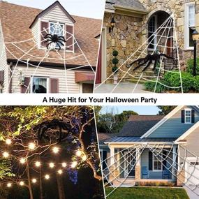 img 3 attached to 🕷️ Outdoor Halloween Decorations: Mega Spider Web Triangular Graveyard Décor Set, Stretch Cobweb, Scary Props Shooter with Black Spider