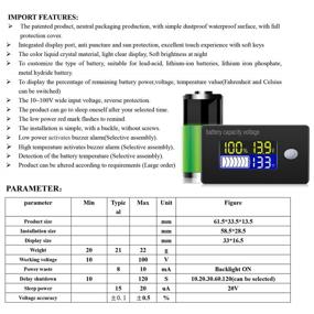 img 3 attached to ⚡️ Battery Capacity Voltage Meter: Alarm & External Temp Sensor, 0-179??, 12V-72V Lithium and Acid Battery Gauge for Motorcycles, Carts, Cars