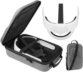 img 4 attached to Esimen All-in-one K3 Head Elite Strap for Oculus Quest 2 VR with Carrying Case - Gray, Comfort Foam Pad, Enhanced Comfort and Playtime in VR - Accessories Set