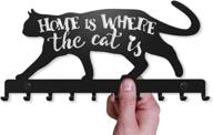 🐱 sweethome cat key holder: 9-hook wall mount rack for stylish organization of front door, kitchen, garage keys - decorative metal hanger with vintage charm логотип