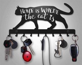 img 3 attached to 🐱 SweetHome Cat Key Holder: 9-Hook Wall Mount Rack for Stylish Organization of Front Door, Kitchen, Garage Keys - Decorative Metal Hanger with Vintage Charm