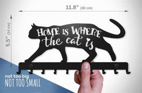 img 2 attached to 🐱 SweetHome Cat Key Holder: 9-Hook Wall Mount Rack for Stylish Organization of Front Door, Kitchen, Garage Keys - Decorative Metal Hanger with Vintage Charm