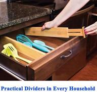 🎋 bamboo kitchen drawer organizer - 4 pack adjustable dividers, expandable from 17.5 to 22.25 inches, with spring - ideal for kitchen cabinet utensil drawer, closet, baby drawer, and bookshelf логотип