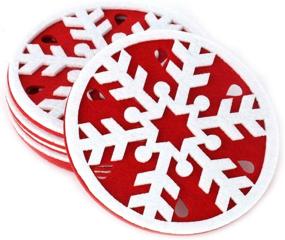 img 4 attached to Vesil Christmas Felt Snowflake Coasters: Set of 6 Festive Decorations