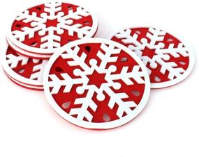 img 3 attached to Vesil Christmas Felt Snowflake Coasters: Set of 6 Festive Decorations