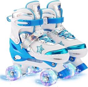 img 4 attached to 👟 Adjustable Kids Roller Skates with Light Up Wheels - High Comfort & Breathable Sports Indoor Outdoor Shoes for Girls Boys Beginners