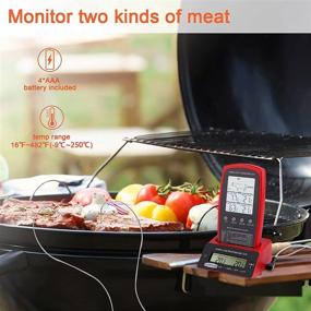 img 3 attached to 🔥 HTMZ Wireless Meat Thermometer - 2 Probes, Digital Thermometer for Smoker Grill Oven BBQ, Remote Instant Read Food Cooking Thermometer with Alarm LCD (Red)