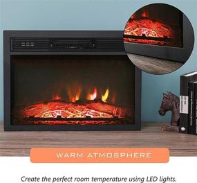 img 2 attached to 🔥 LOKATSE HOME 23 Inches Electric Fireplace Insert Heater Log with Realistic Flame Remote Control, Over-heating Protection, Adjustable Three-speed: 700/1000/1400W, Black