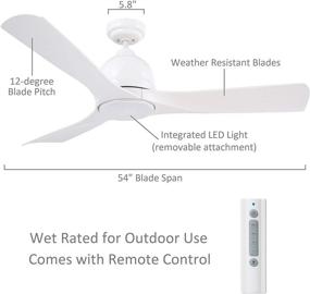 img 3 attached to 🏡 Luminance Kathy Ireland HOME Volta Modern 54" Ceiling Fan with LED Light, Remote Control, Wet Rated for Patio, Deck, Porch - Satin White