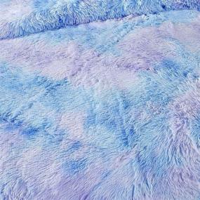 img 2 attached to 🛏️ Luxurious King Size Blue Tie Dye Fuzzy Comforter Set – Soft Faux Fur Velvet Bedding with Plush Shaggy Flair – 3 Piece Quilt Set, 104x90 inches
