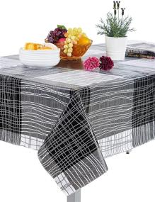 img 4 attached to 🌂 Stylish and Practical: Alicemall Rectangular Waterproof Tablecloth with White Stripes