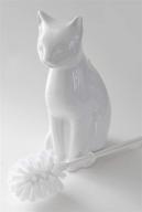 splash home white ceramic cat toilet brush set with holder logo