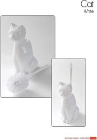 img 2 attached to Splash Home White Ceramic Cat Toilet Brush Set with Holder