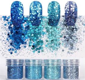 img 1 attached to Laza Glitter Nail Art Iridescent Flakes - 12 Colors Acrylic Powder Mixed Sequins - Ultra-Thin Paillette Sparkles Tips Chunky Box 120g for Cosmetic Face Eyes Body Hair - Mermaid Princess