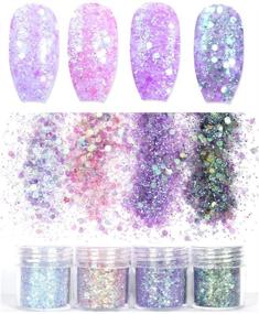 img 2 attached to Laza Glitter Nail Art Iridescent Flakes - 12 Colors Acrylic Powder Mixed Sequins - Ultra-Thin Paillette Sparkles Tips Chunky Box 120g for Cosmetic Face Eyes Body Hair - Mermaid Princess