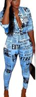 swahugh sexy club outfits for women: trendy two piece party ensembles with newspaper print shirt & long pants tracksuit logo