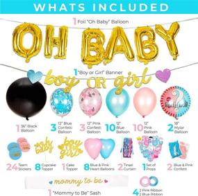 img 3 attached to 👶 Baby Nest Designs: Товары для вечеринки "Gender Reveal": Набор из 116 предметов с оригинальным шаром для раскрытия пола ребенка! Баннер "Мальчик или девочка", фольгированные шары, штора из лент, фотоатрибуты, топперы для кексов, подарки для будущей мамы и многое другое!