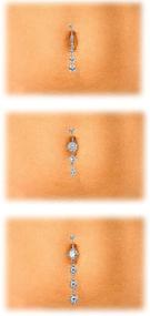 img 2 attached to 💎 Stylish JOERICA 14G Stainless Steel Belly Button Rings with CZ Inlaid - Perfect Navel Body Jewelry and Piercing Option