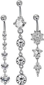 img 4 attached to 💎 Stylish JOERICA 14G Stainless Steel Belly Button Rings with CZ Inlaid - Perfect Navel Body Jewelry and Piercing Option