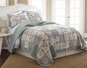 img 4 attached to 🌸 Chezmoi Collection Abbi Queen Size Garden Floral Vintage Washed 100% Cotton Reversible Patchwork Quilt Set