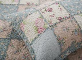 img 1 attached to 🌸 Chezmoi Collection Abbi Queen Size Garden Floral Vintage Washed 100% Cotton Reversible Patchwork Quilt Set