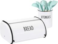 🍞 outshine vintage roll top bread box & utensil holder set: fresh, farmhouse kitchen decor - ideal housewarming gift логотип