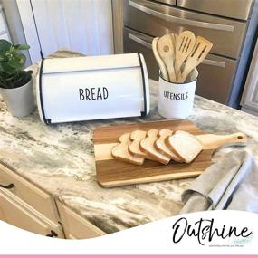 img 1 attached to 🍞 Outshine Vintage Roll Top Bread Box & Utensil Holder Set: Fresh, Farmhouse Kitchen Decor - Ideal Housewarming Gift