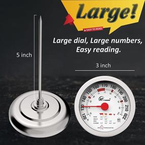 img 3 attached to 🌡️ 3-Inch Dial Quick Read Meat Thermometer for Cooking - NSF Approved, Instant Temperature Reading with 5” Probe, 120~220F/49~104C Range, Tempered Glass Safety Feature for Oven, Grill, BBQ, Smoker - Ideal for Kitchen Meat Cooking