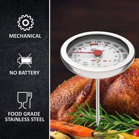 img 1 attached to 🌡️ 3-Inch Dial Quick Read Meat Thermometer for Cooking - NSF Approved, Instant Temperature Reading with 5” Probe, 120~220F/49~104C Range, Tempered Glass Safety Feature for Oven, Grill, BBQ, Smoker - Ideal for Kitchen Meat Cooking