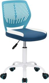 img 4 attached to 🪑 GreenForest Kids Desk Chair: Adjustable Height Computer Chair for Children with Swivel & Easy Clean – Turquoise and White