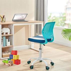 img 2 attached to 🪑 GreenForest Kids Desk Chair: Adjustable Height Computer Chair for Children with Swivel & Easy Clean – Turquoise and White